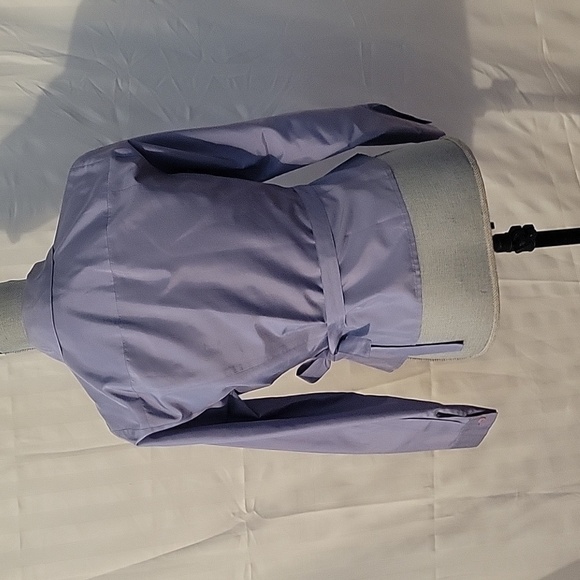 Ann Taylor Women Stylish Lilac 100% Silk Wrap Tie Blouse, Size: 6P - Picture 4 of 7